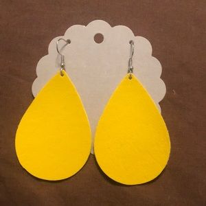 Yellow Teardrop Leather Earring